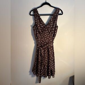 White House Black Market brown polkadot dress